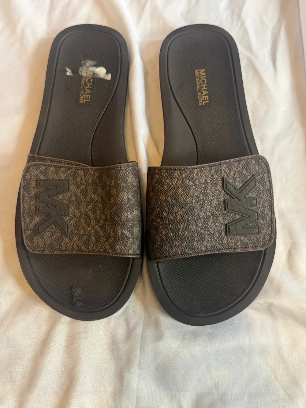 Michael Kors Women's Brown MK Logo Slide Sandals